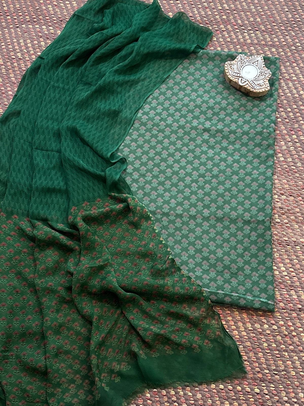 Spun Block Printed Unstitched Set