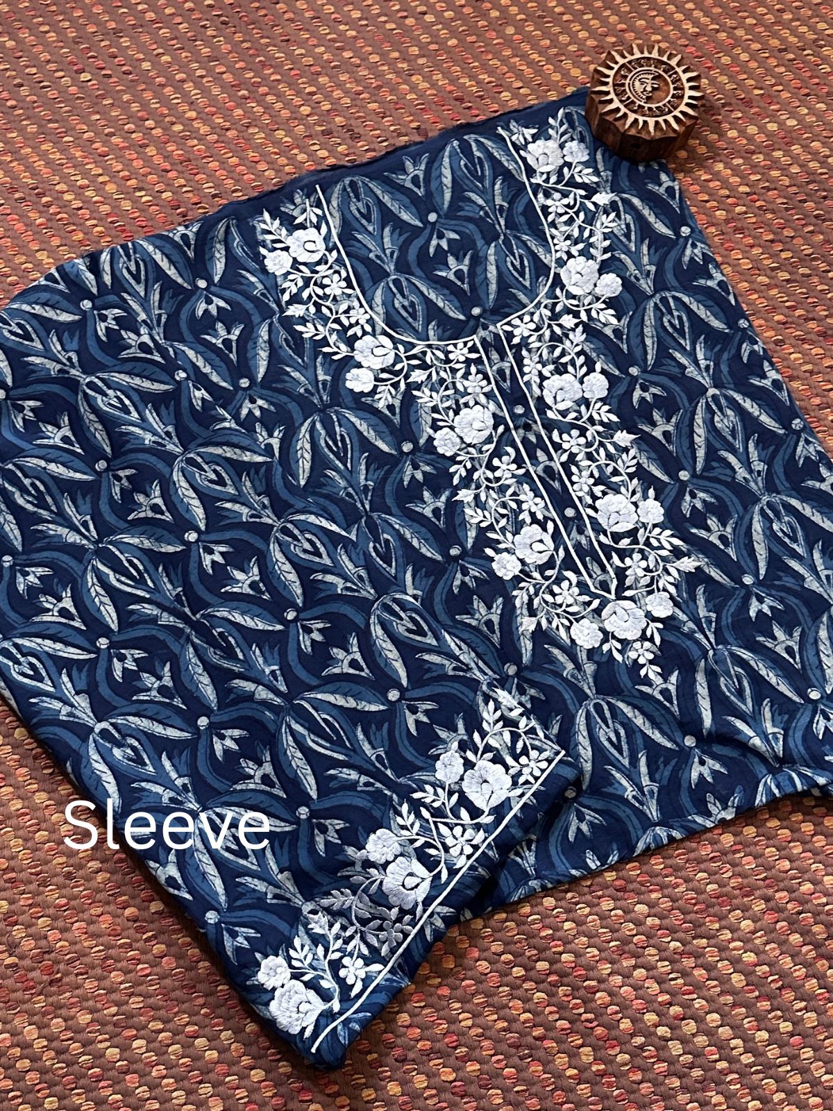 Pure Cotton Indigo Embroidered Cotton Unstitched Kurta Fabric