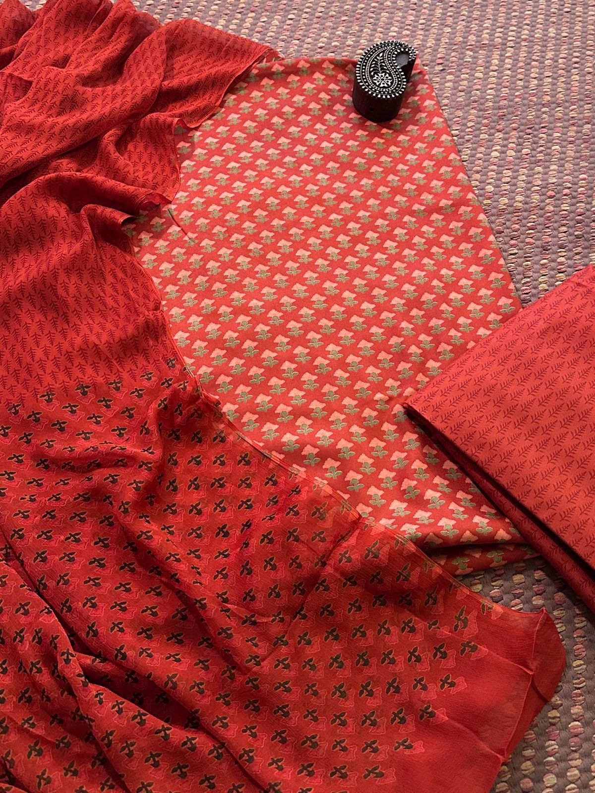 Spun Block Printed Unstitched Set