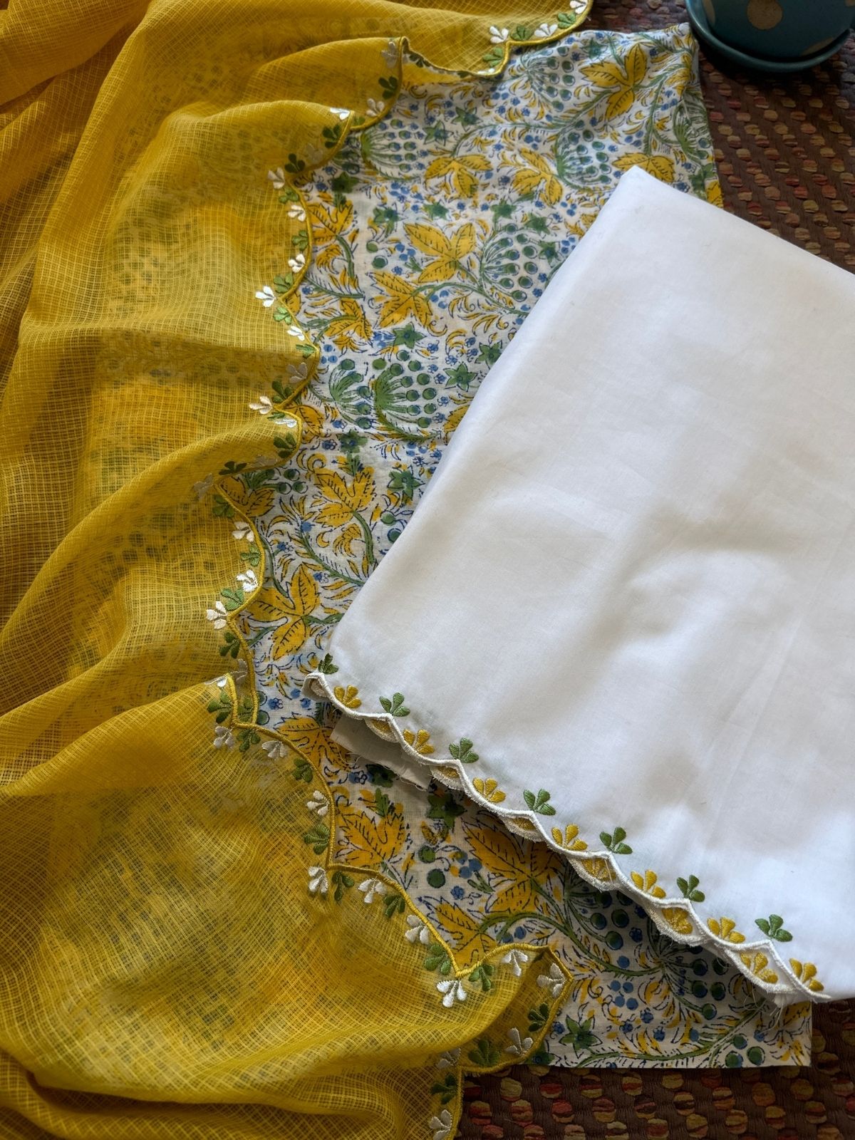 Pure Cotton Malmal with Embroidered Dupatta & Bottom