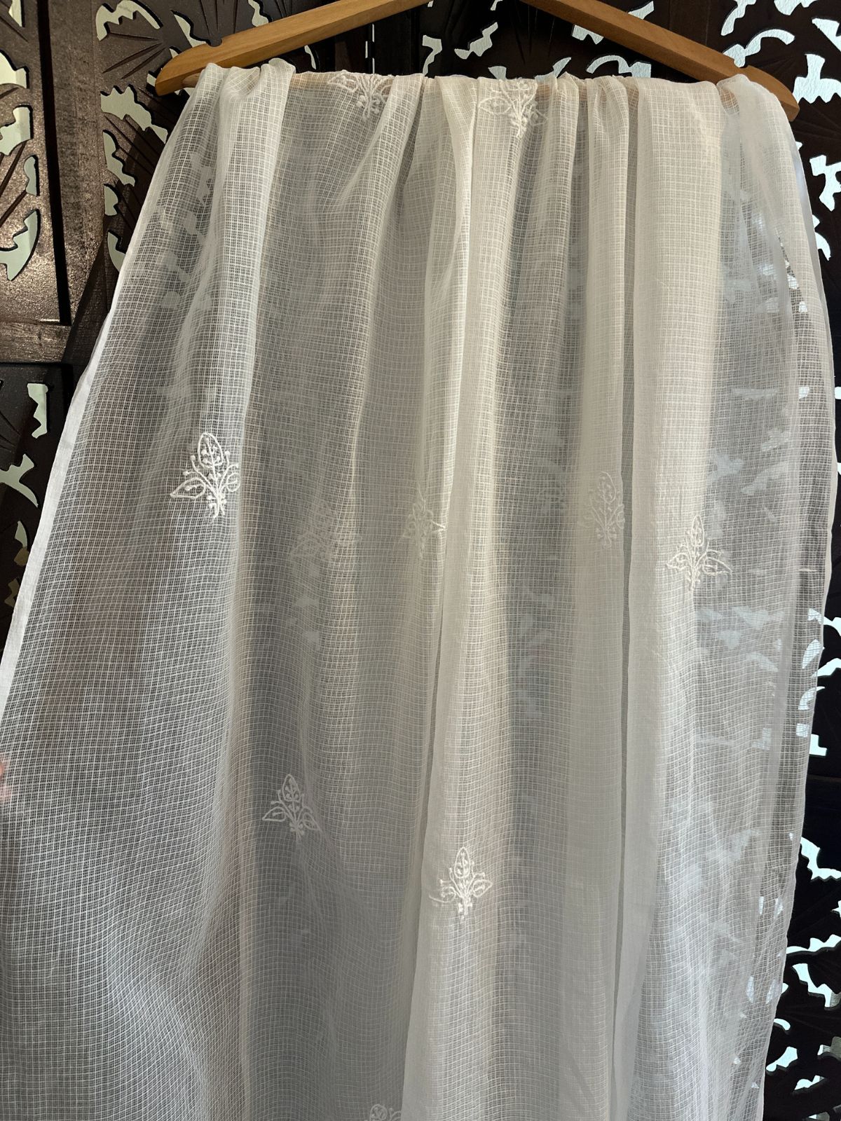 Kota Doria Hand Embroidered Chikankari Dupatta