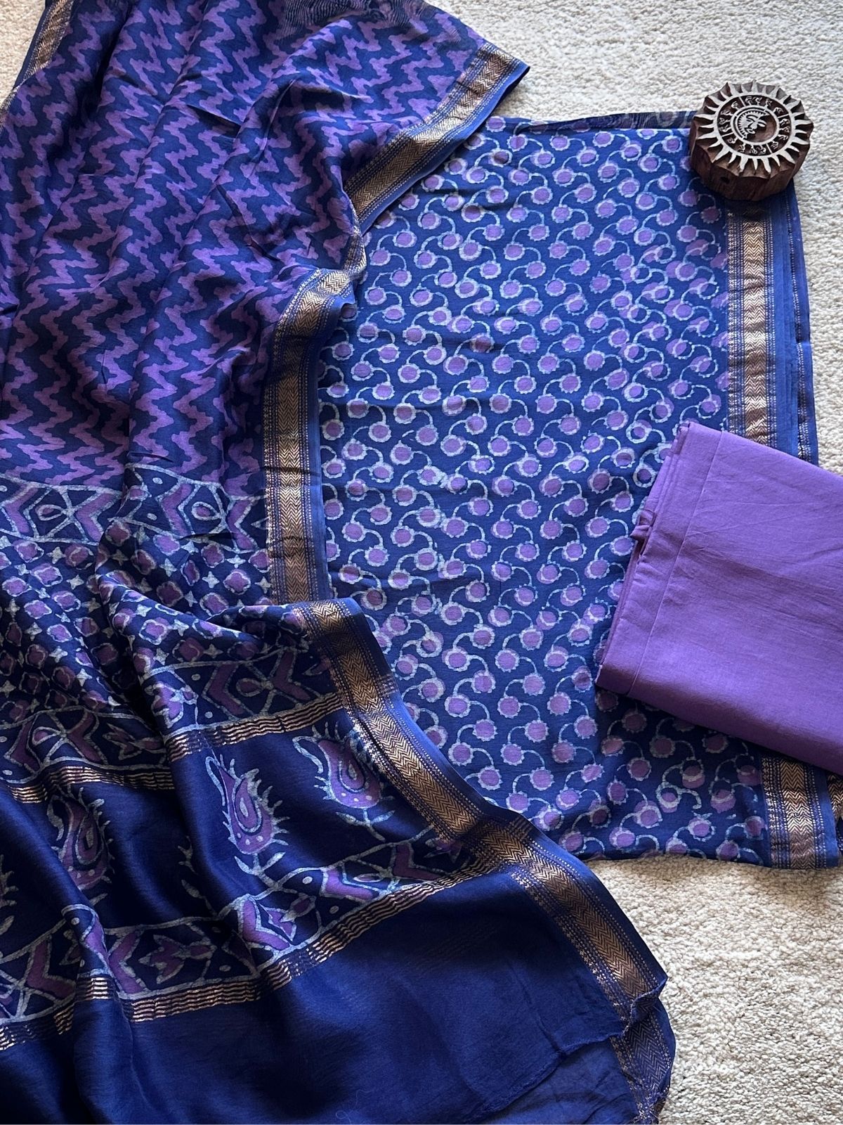 Orchid Dream - Maheshwari Silk Unstitched Set