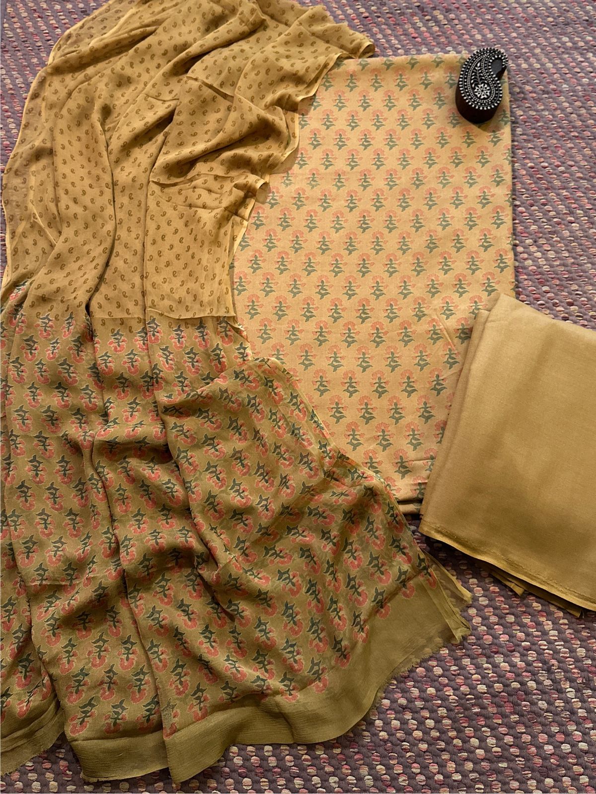 Spun Block Printed Unstitched Set