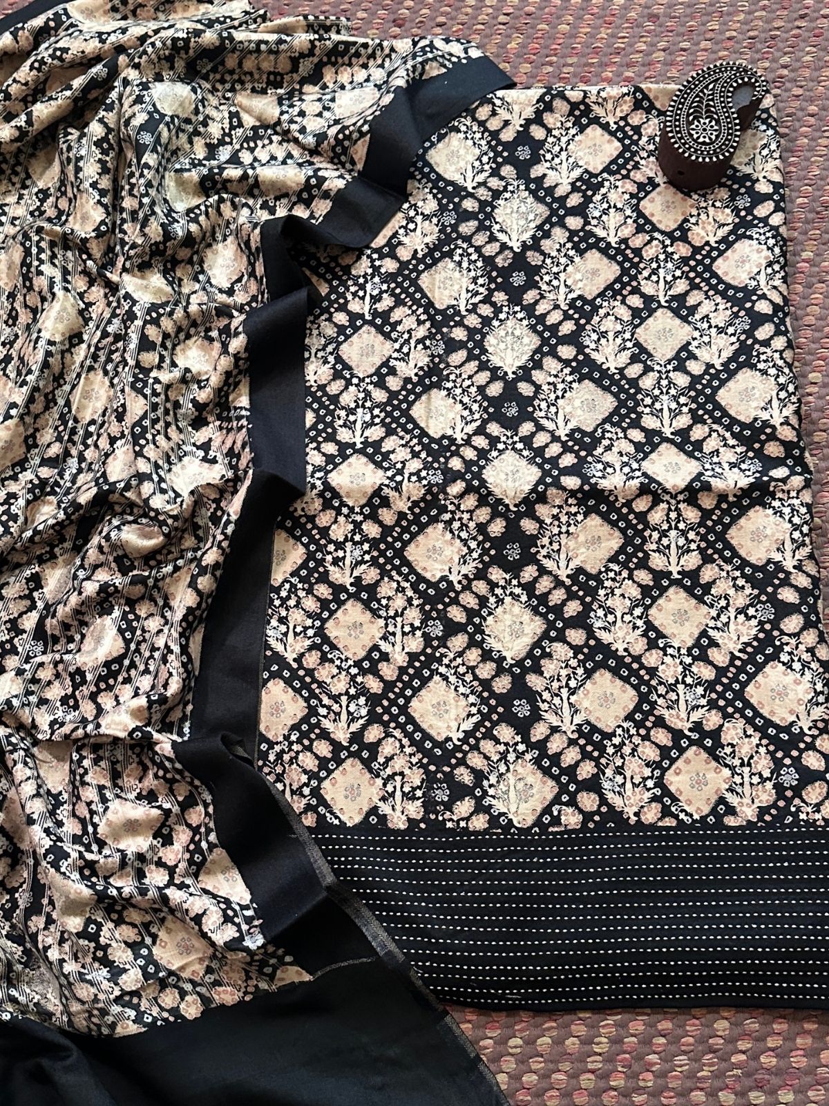 Spun Block Printed Unstitched Set