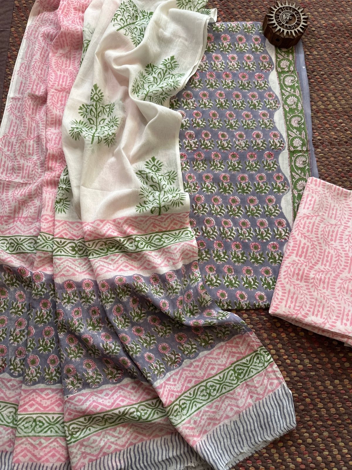 Pure Cotton Unstitched Set with Malmal Dupatta