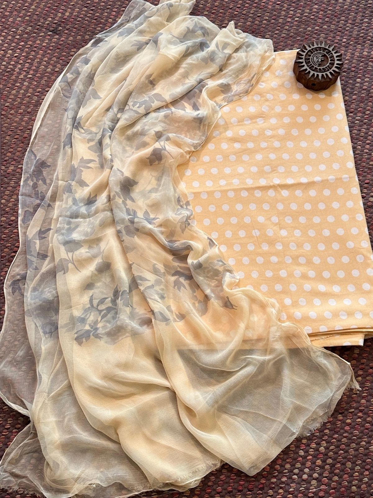 Pure Cotton Unstitched Set with Chiffon Dupatta