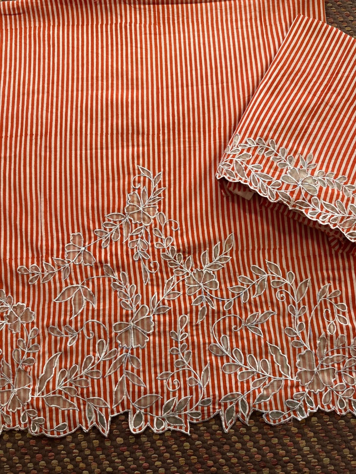 Pure Cotton Handblocked Coord Set With Cutwork Embroidery