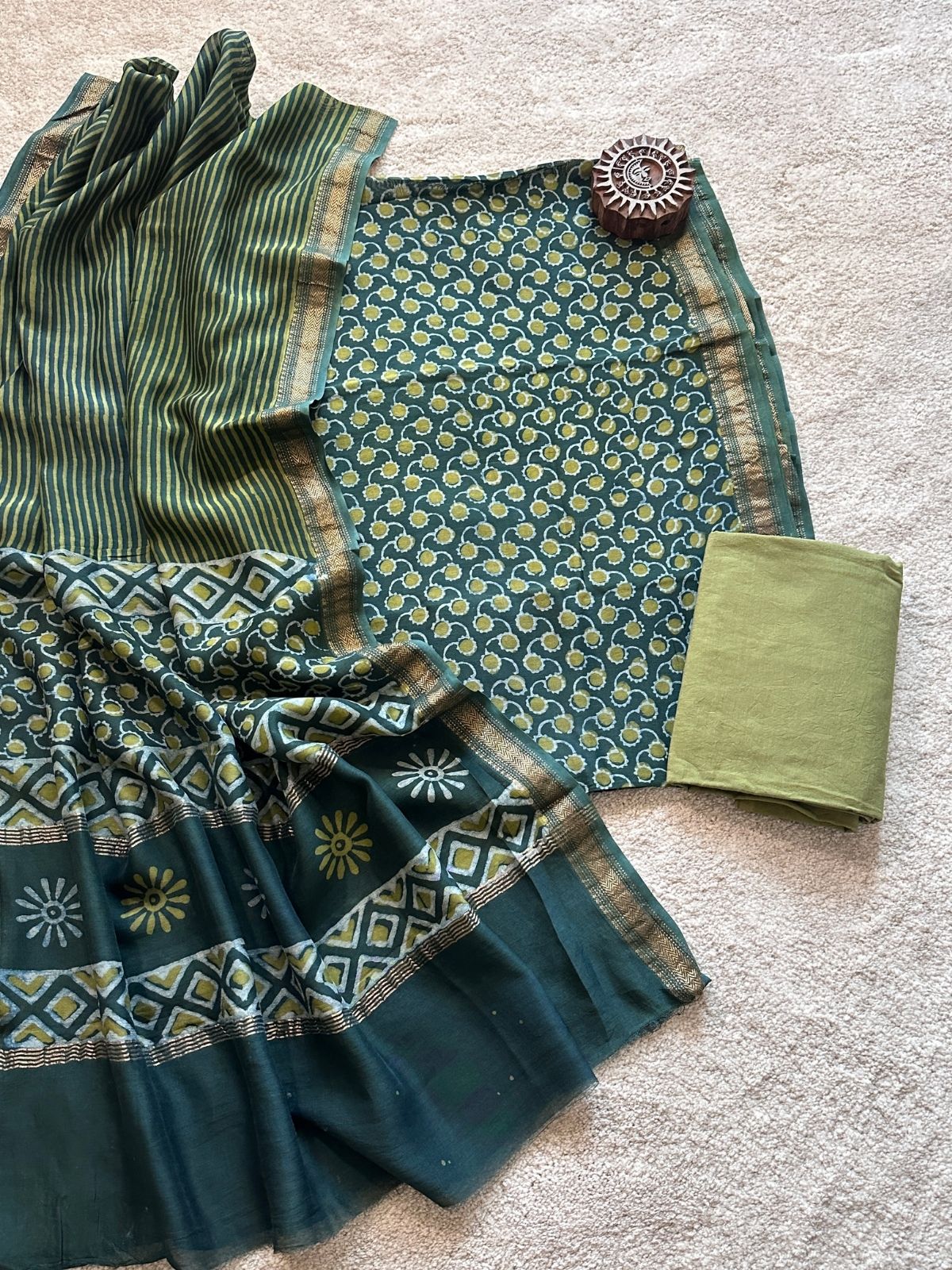 Forrest Song - Maheshwari Silk Unstitched Set