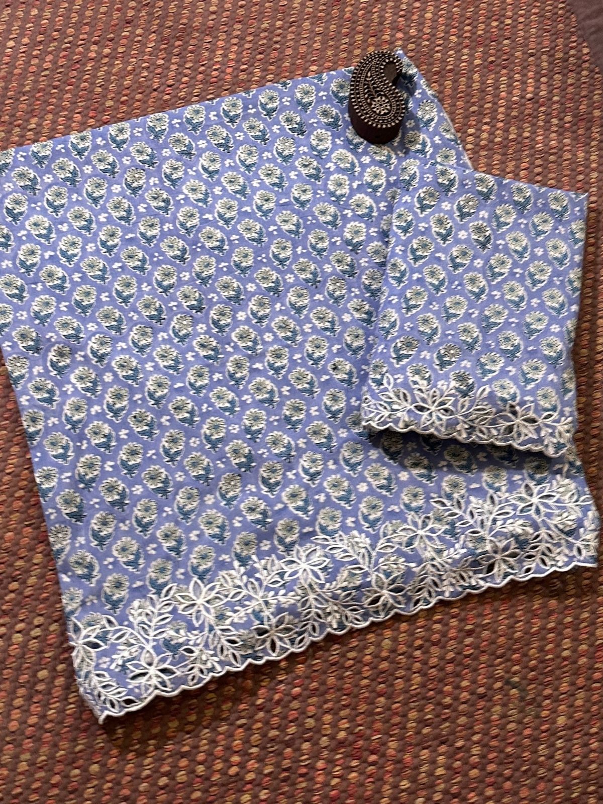 Cutwork Pure Cotton Hand-blocked Coord Set