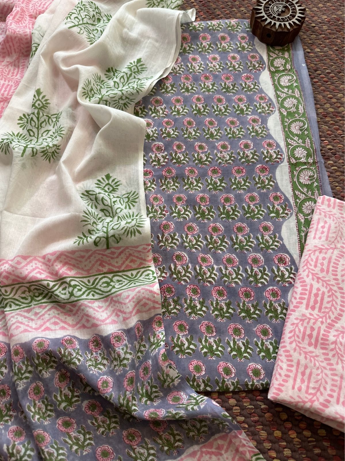 Pure Cotton Unstitched Set with Malmal Dupatta