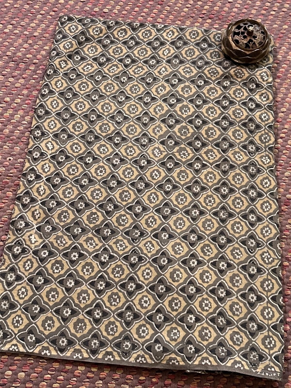 Pure Cotton Mulmul Handblocked Ajrakh Fabric