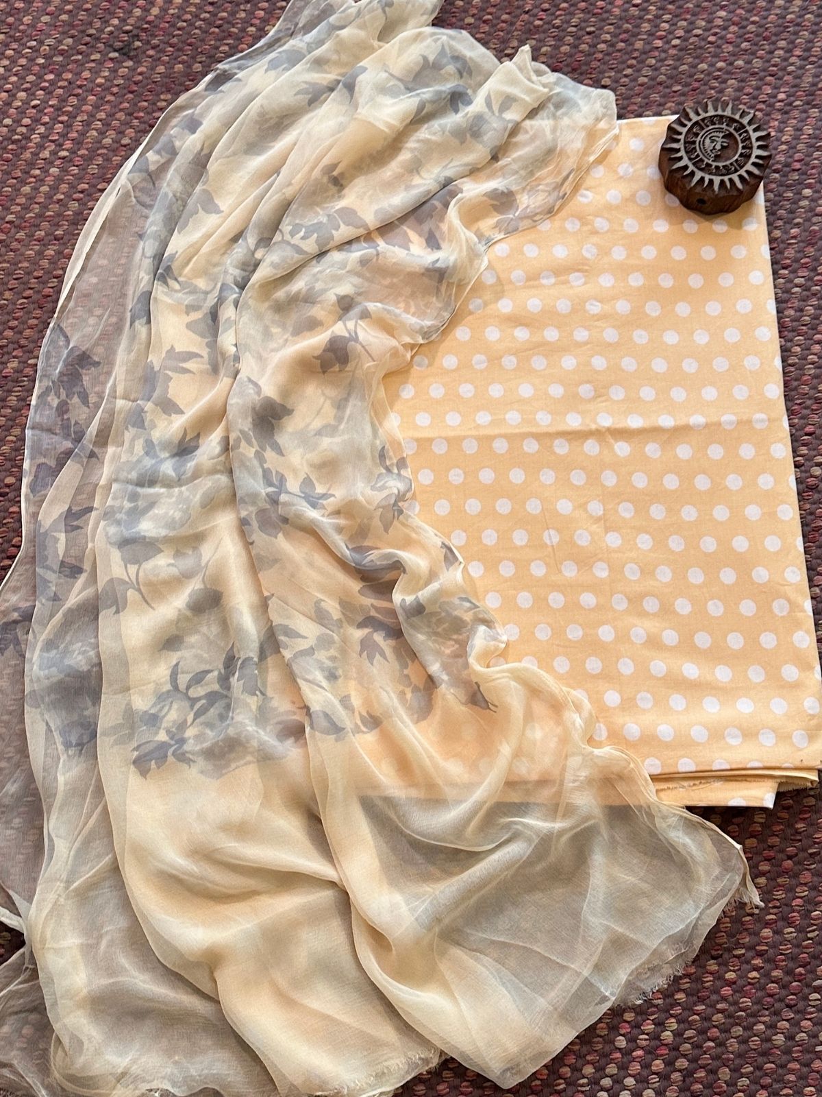 Pure Cotton Unstitched Set with Chiffon Dupatta