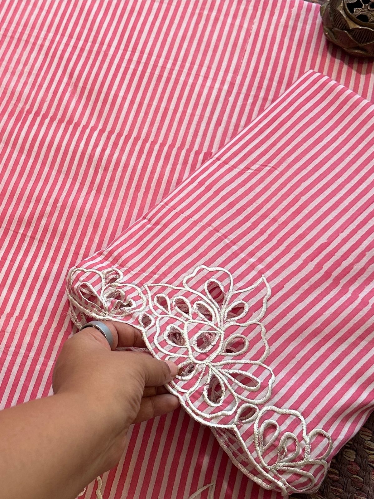 Cutwork Pure Cotton Handblocked Coord Set