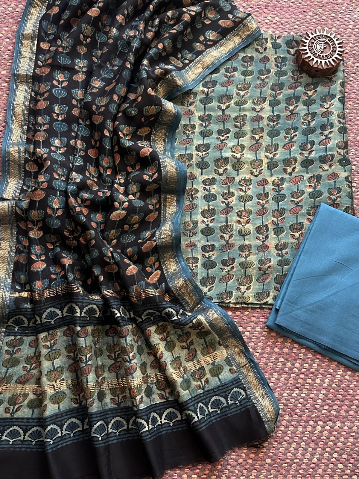 Vegetable Dyed Maheshwari Silk Unstitched Set