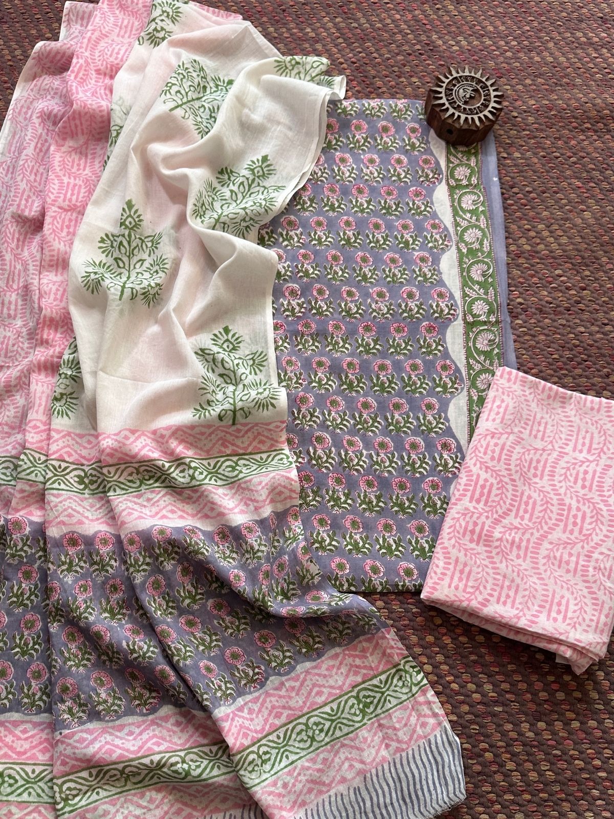 Pure Cotton Unstitched Set with Malmal Dupatta