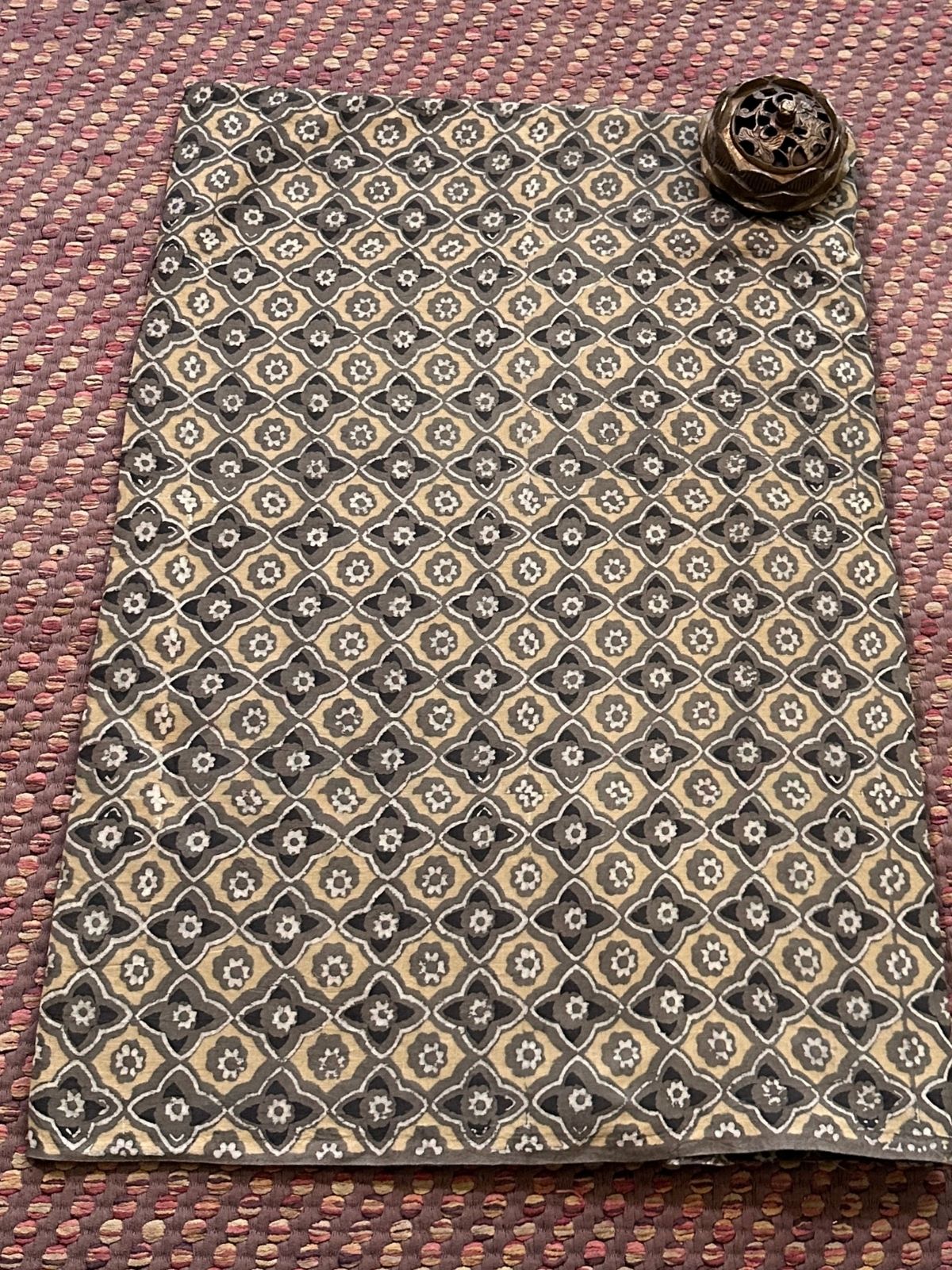 Pure Cotton Mulmul Handblocked Ajrakh Fabric