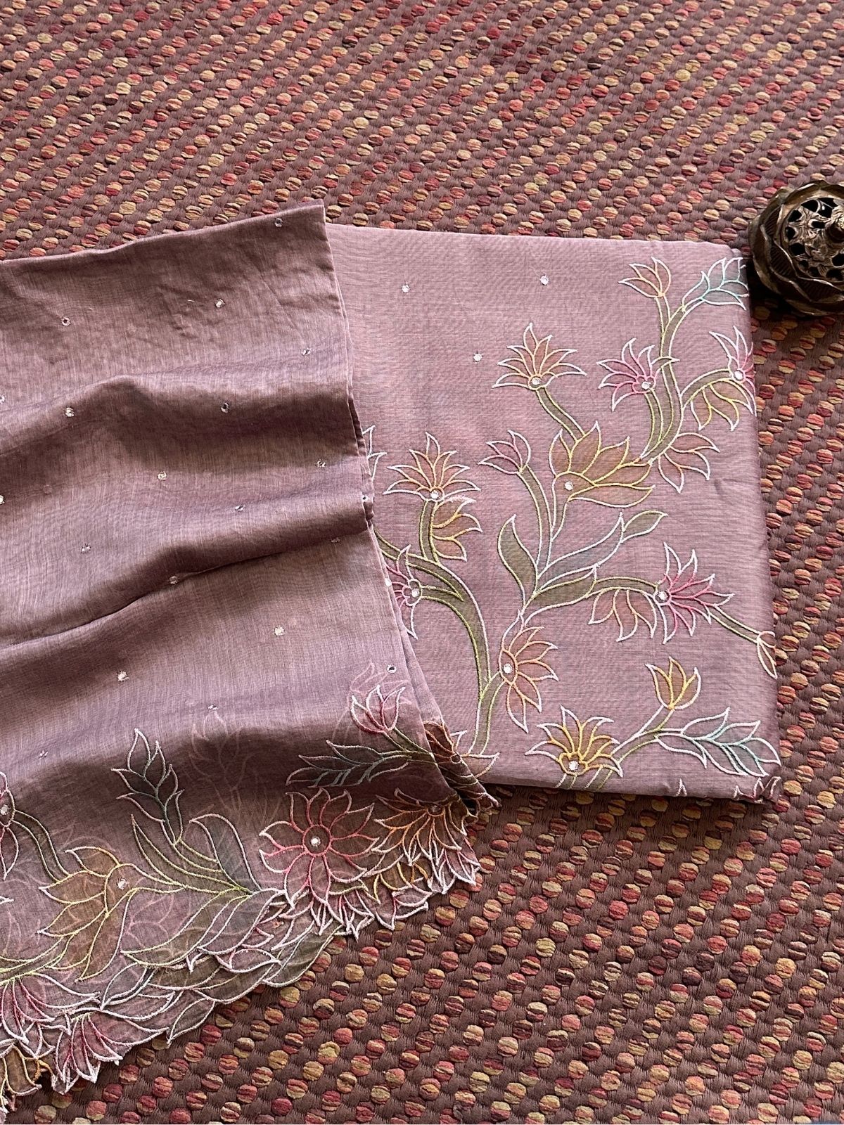 Mal Chanderi Embroidered Unstitched Set