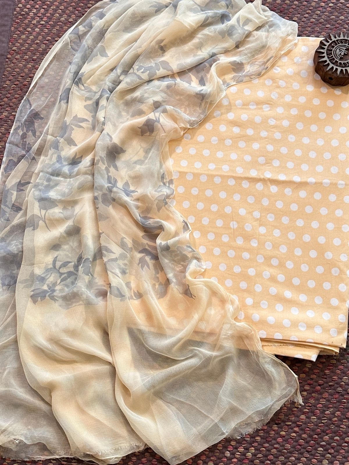 Pure Cotton Unstitched Set with Chiffon Dupatta