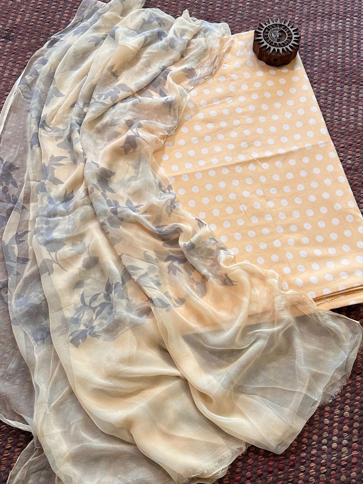 Pure Cotton Unstitched Set with Chiffon Dupatta