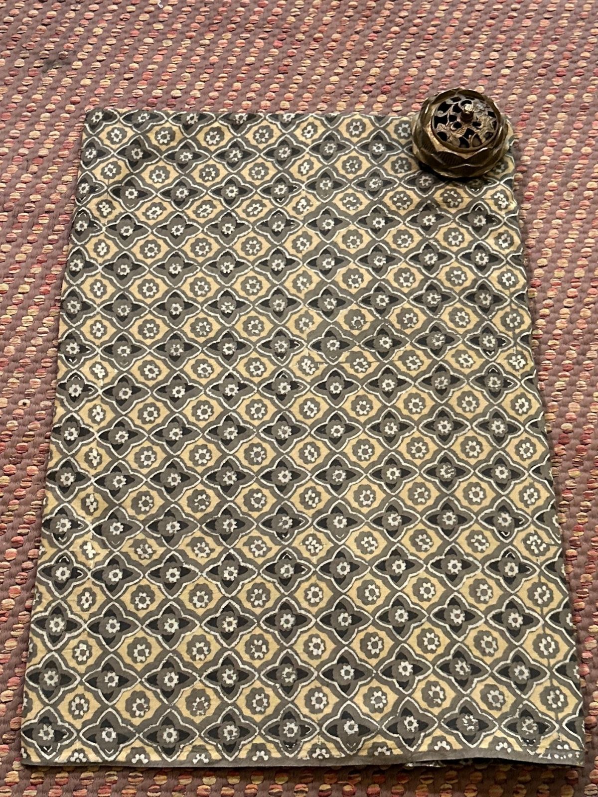 Pure Cotton Mulmul Handblocked Ajrakh Fabric