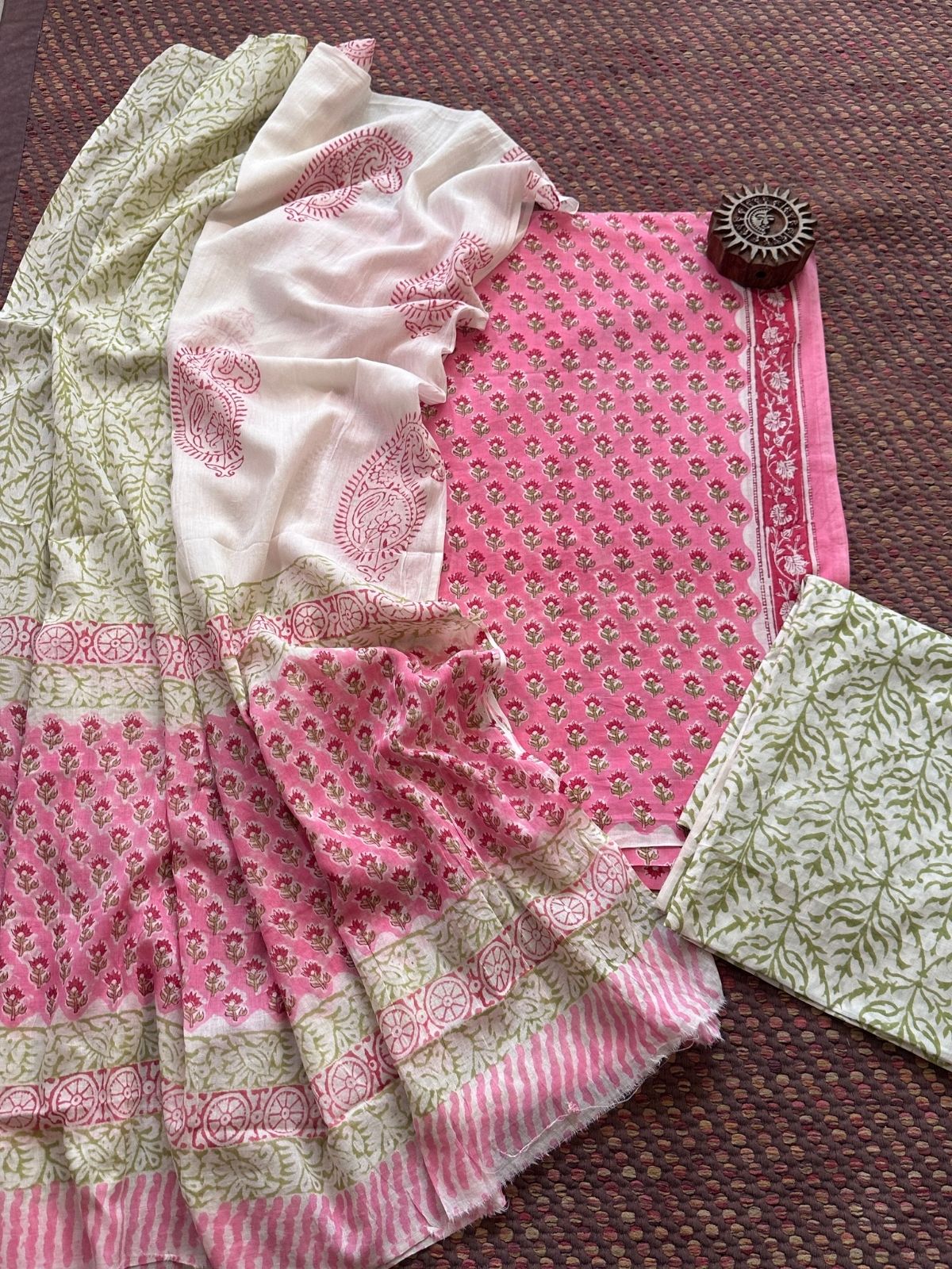 Pure Cotton Unstitched Set with Malmal Dupatta