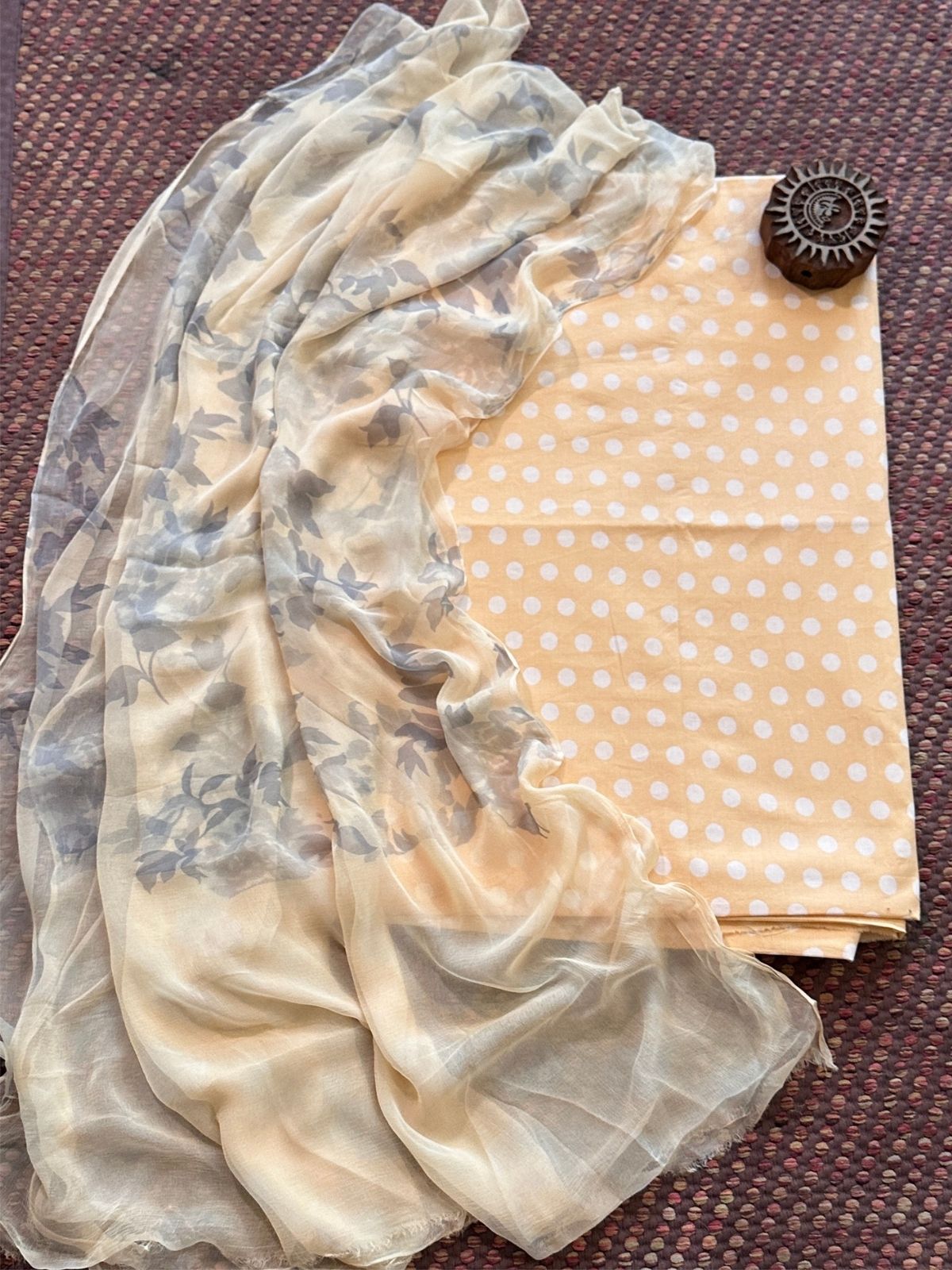 Pure Cotton Unstitched Set with Chiffon Dupatta