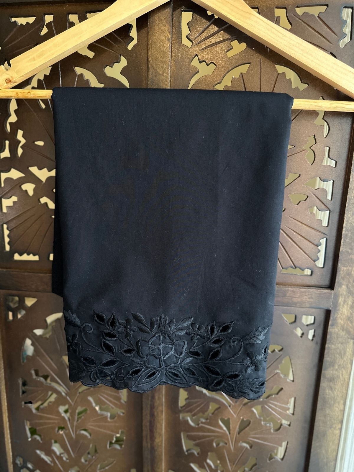 Bottom Wear Cutwork Fabric- Black