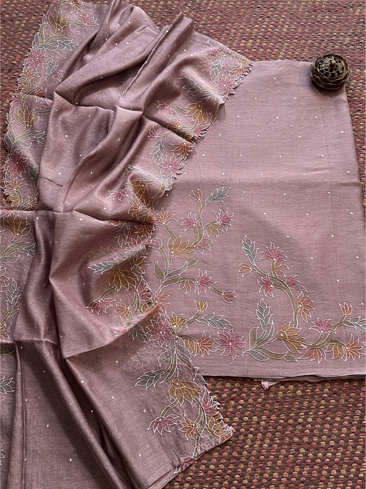 Mal Chanderi Embroidered Unstitched Set