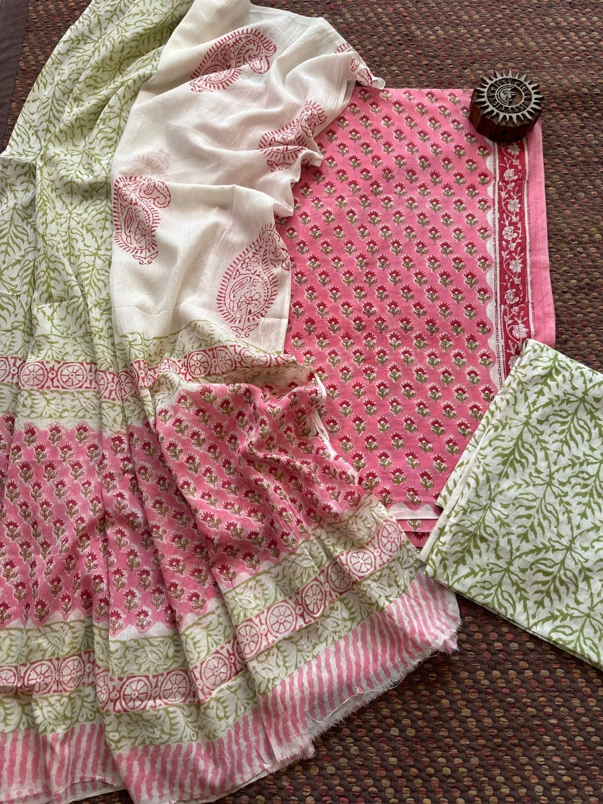 Pure Cotton Unstitched Set with Malmal Dupatta