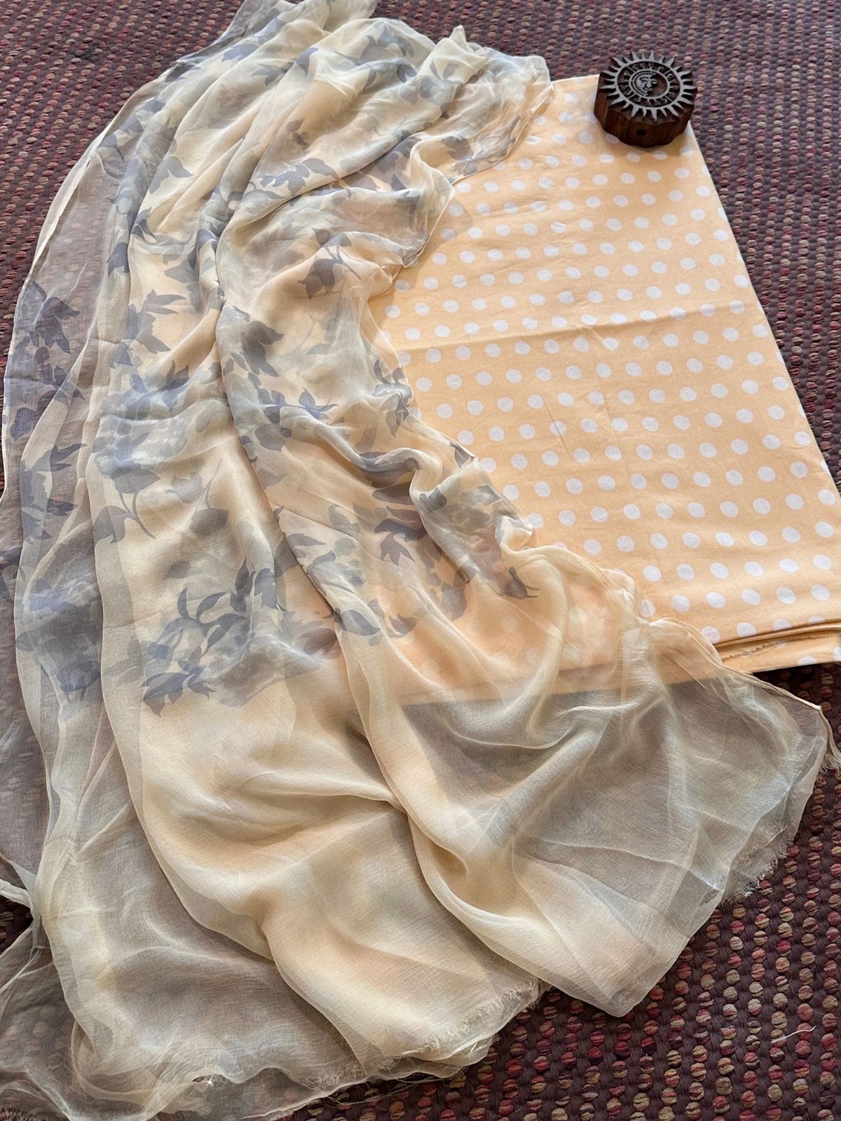 Pure Cotton Unstitched Set with Chiffon Dupatta