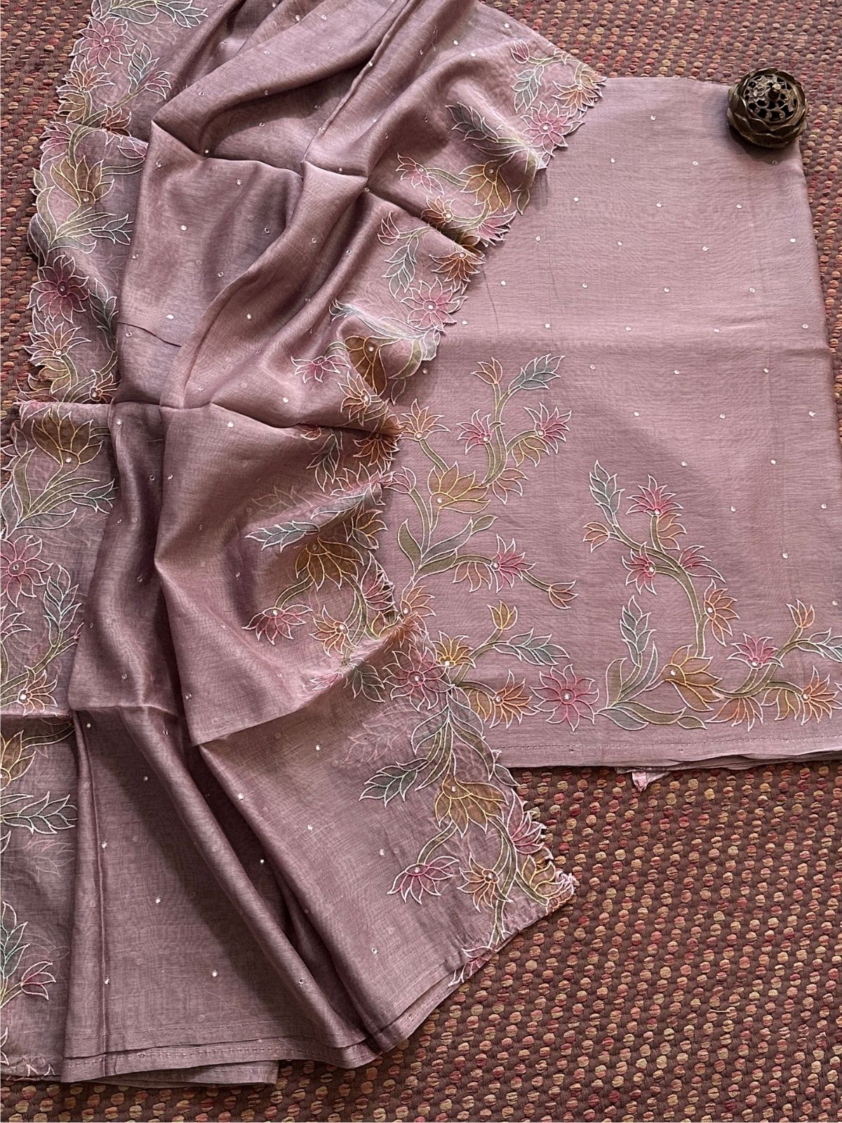 Mal Chanderi Embroidered Unstitched Set