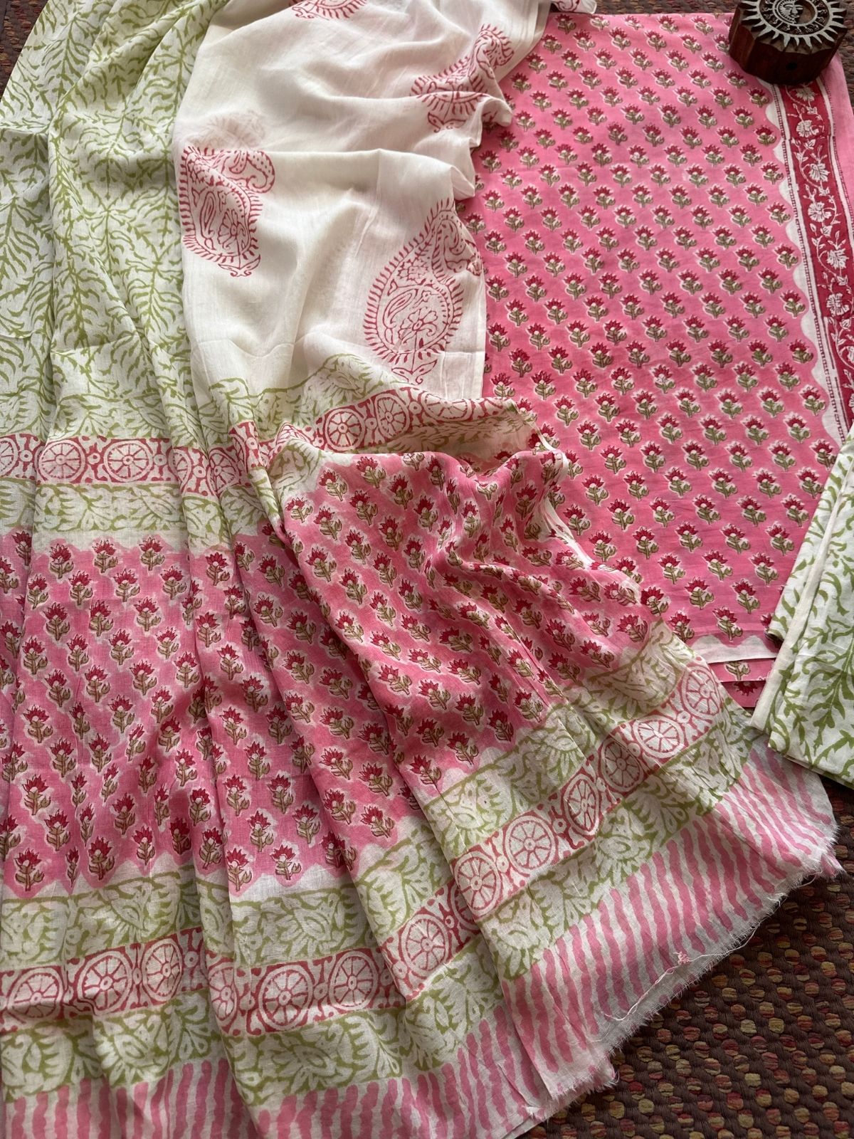Pure Cotton Unstitched Set with Malmal Dupatta