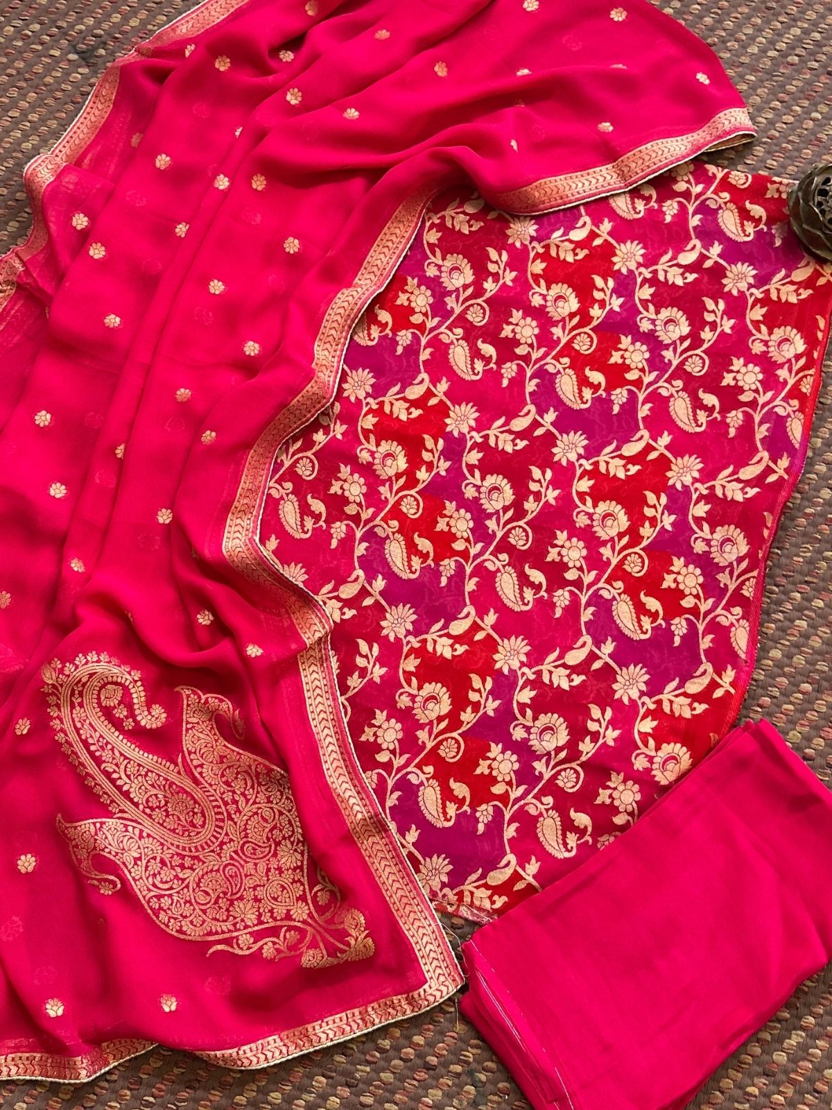 Premium Georgette Benarsi  Weave Unstitched Set