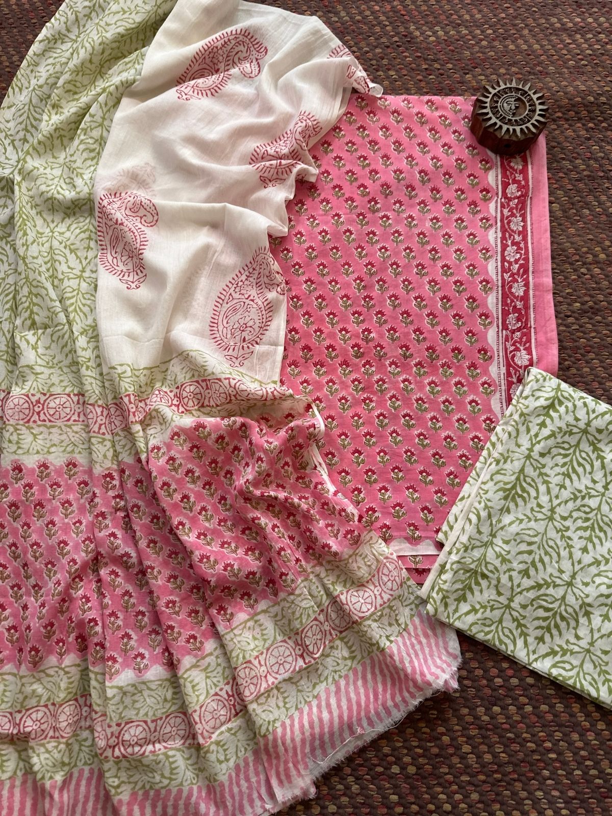 Pure Cotton Unstitched Set with Malmal Dupatta