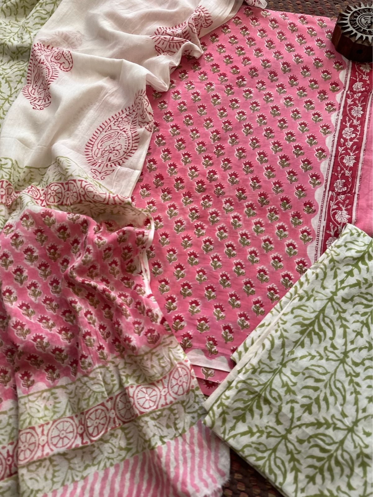 Pure Cotton Unstitched Set with Malmal Dupatta