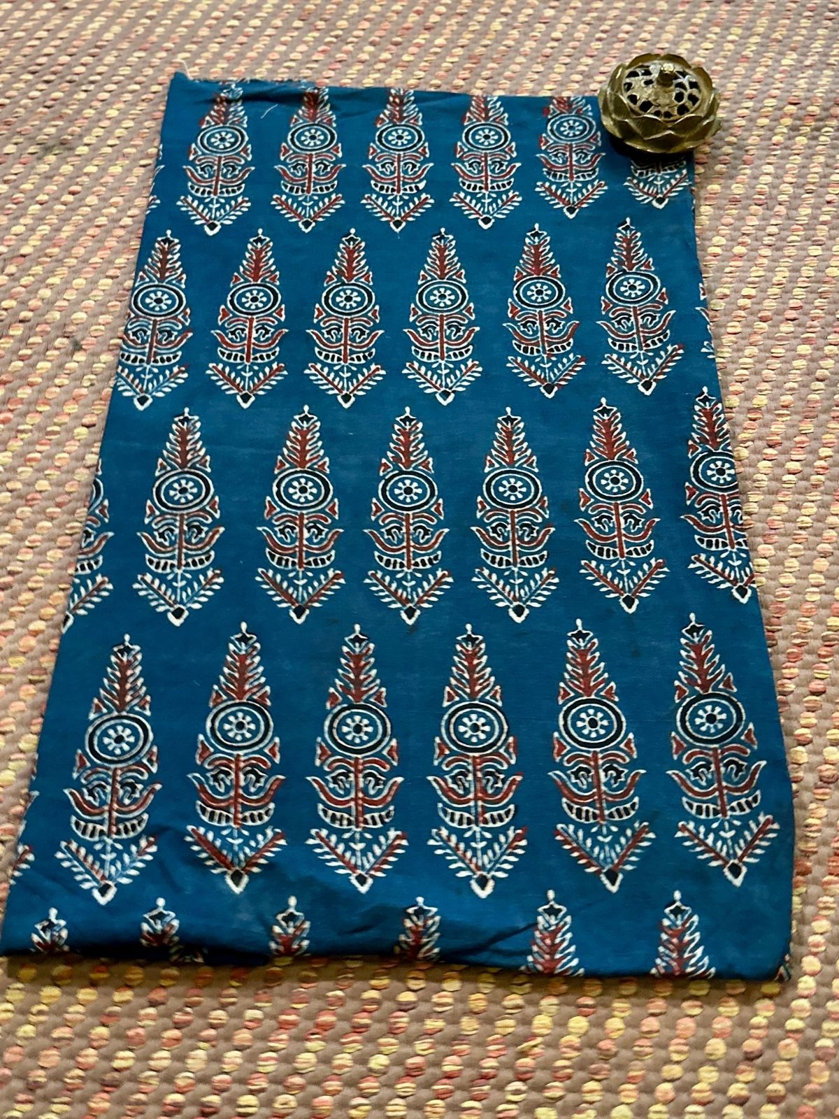 Pure Cotton Mulmul Handblocked Ajrakh Fabric