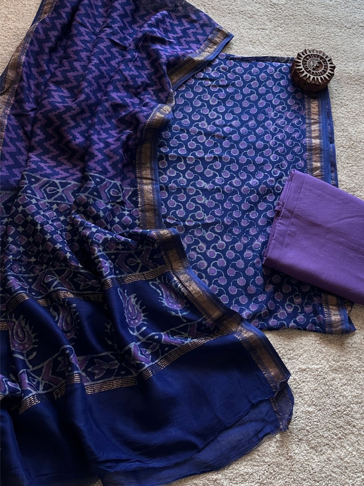 Orchid Dream - Maheshwari Silk Unstitched Set