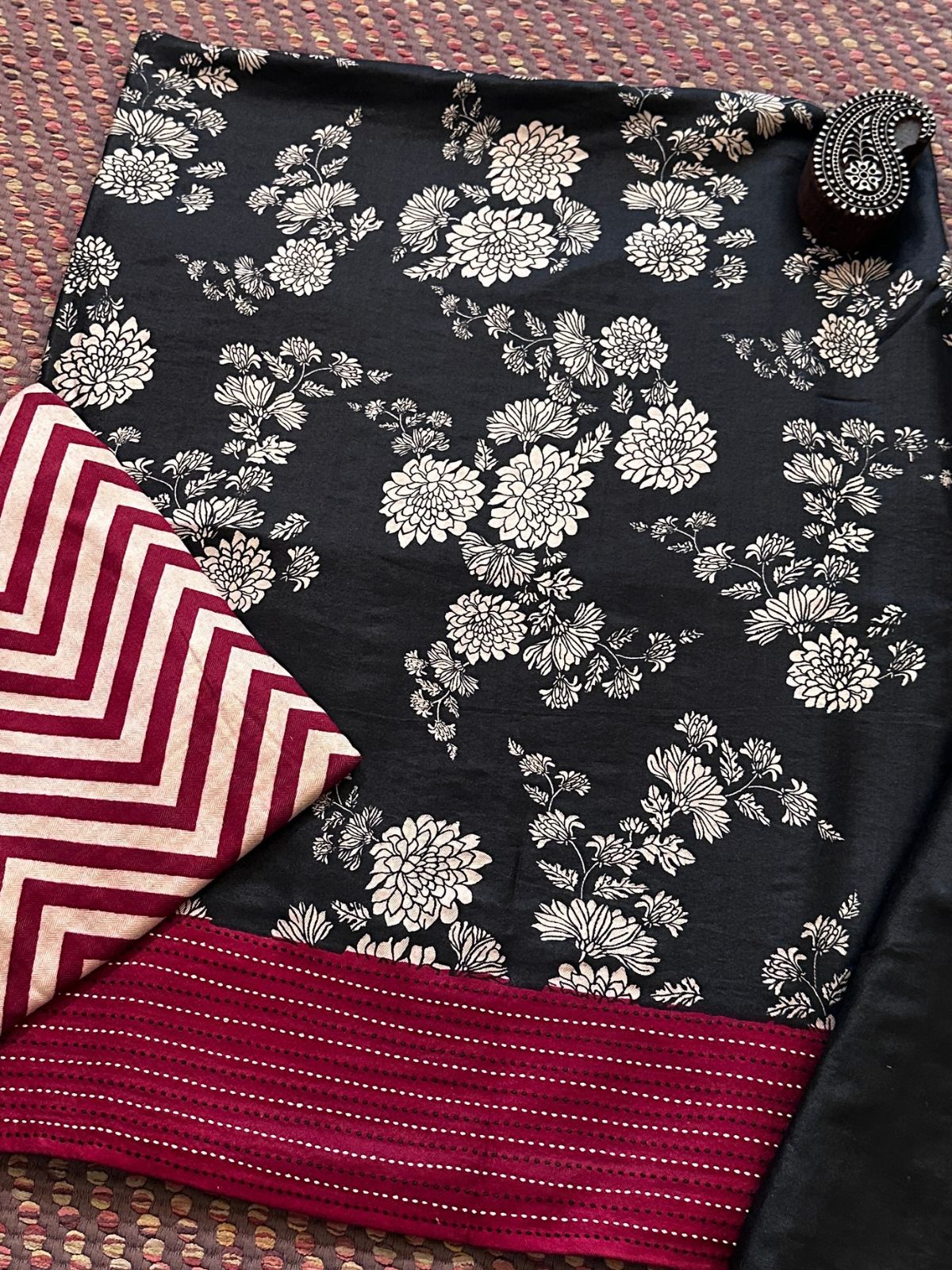 Spun Block Printed Unstitched Set