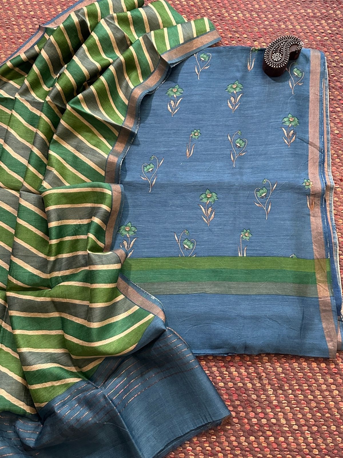 Premium Pure Tussar Silk Unstitched Set