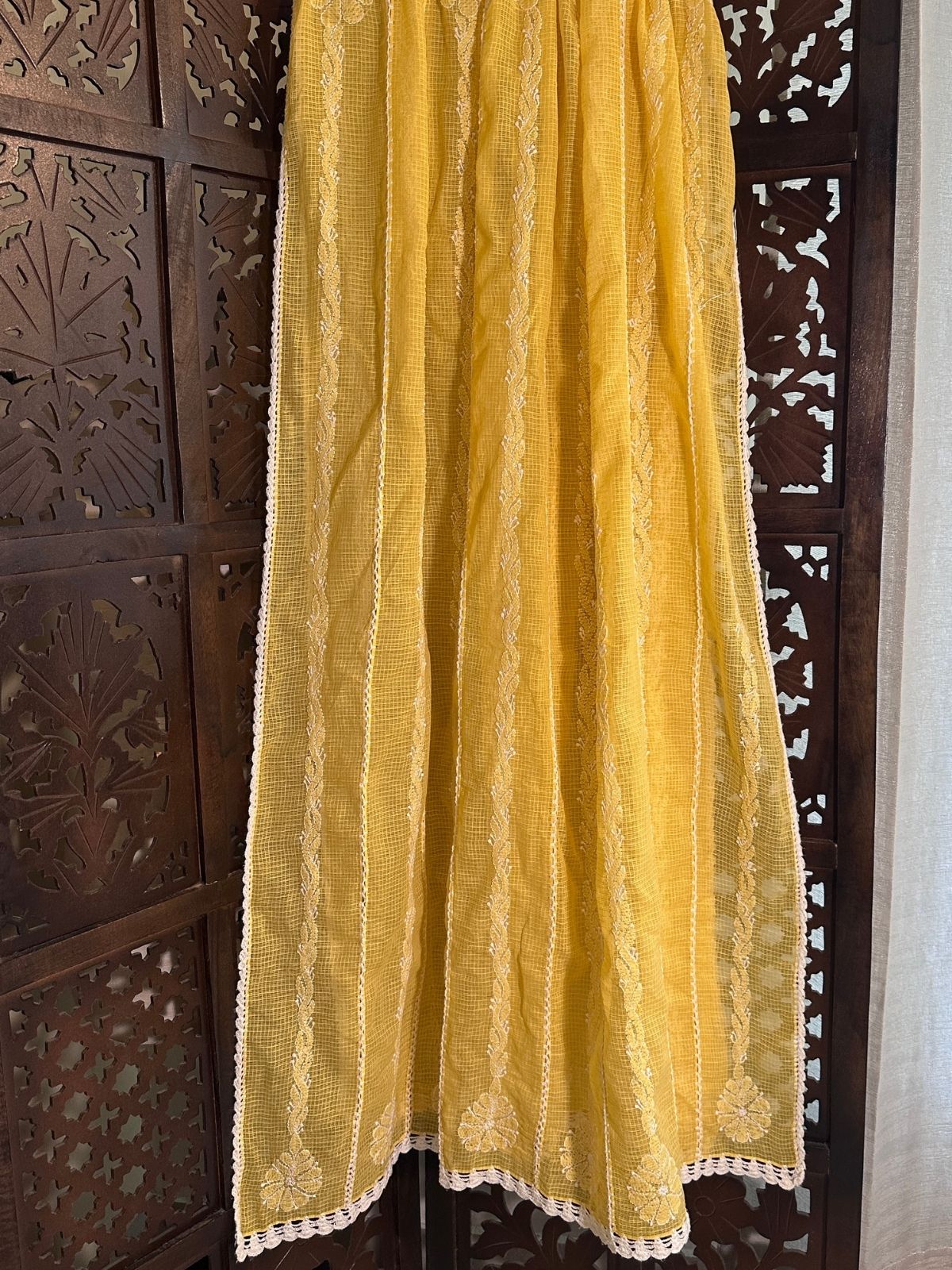 Kota Doria Hand Embroidered Chikankari Dupatta