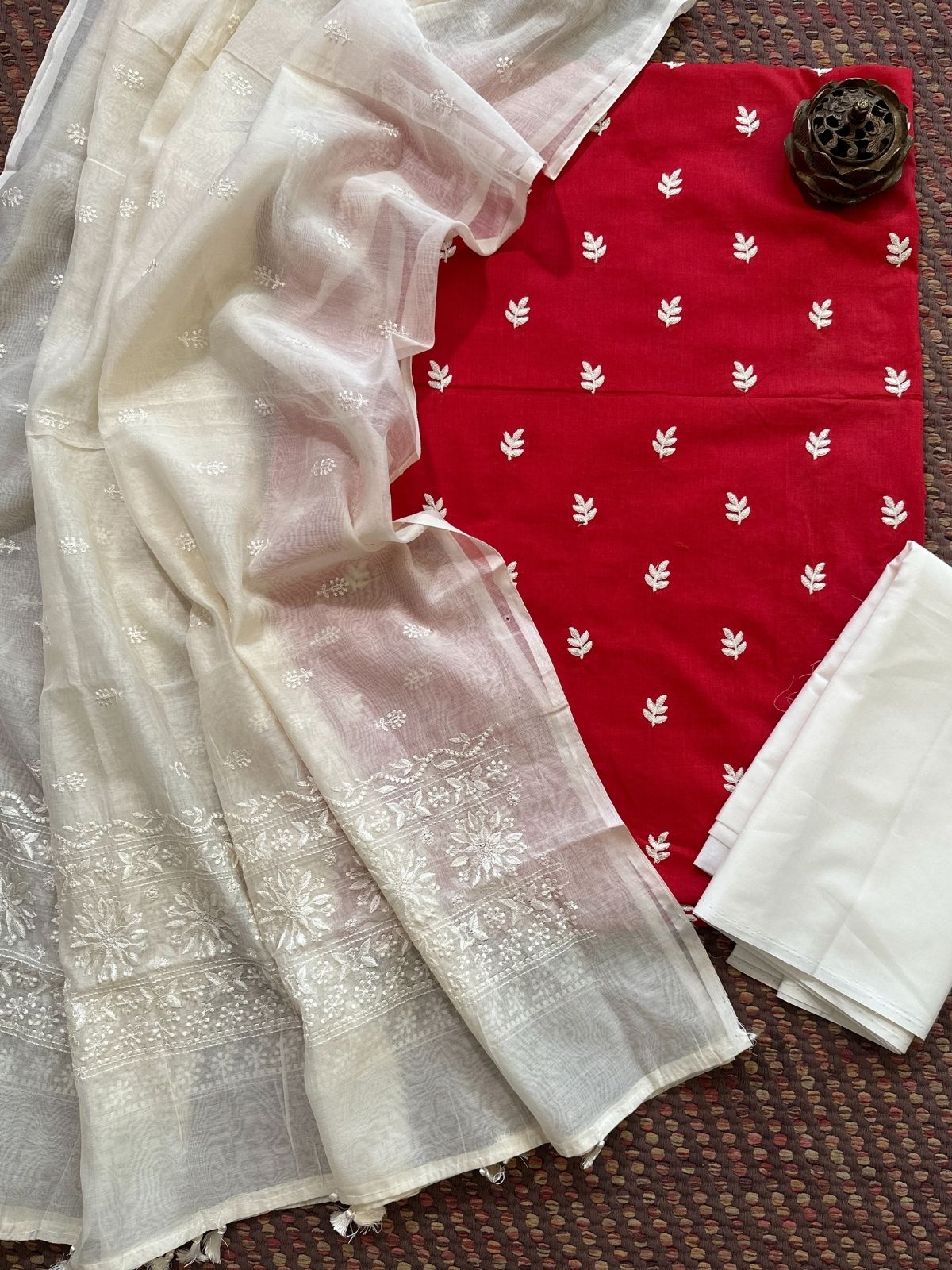 Premium Cotton malmal embroidered Unstitched Set