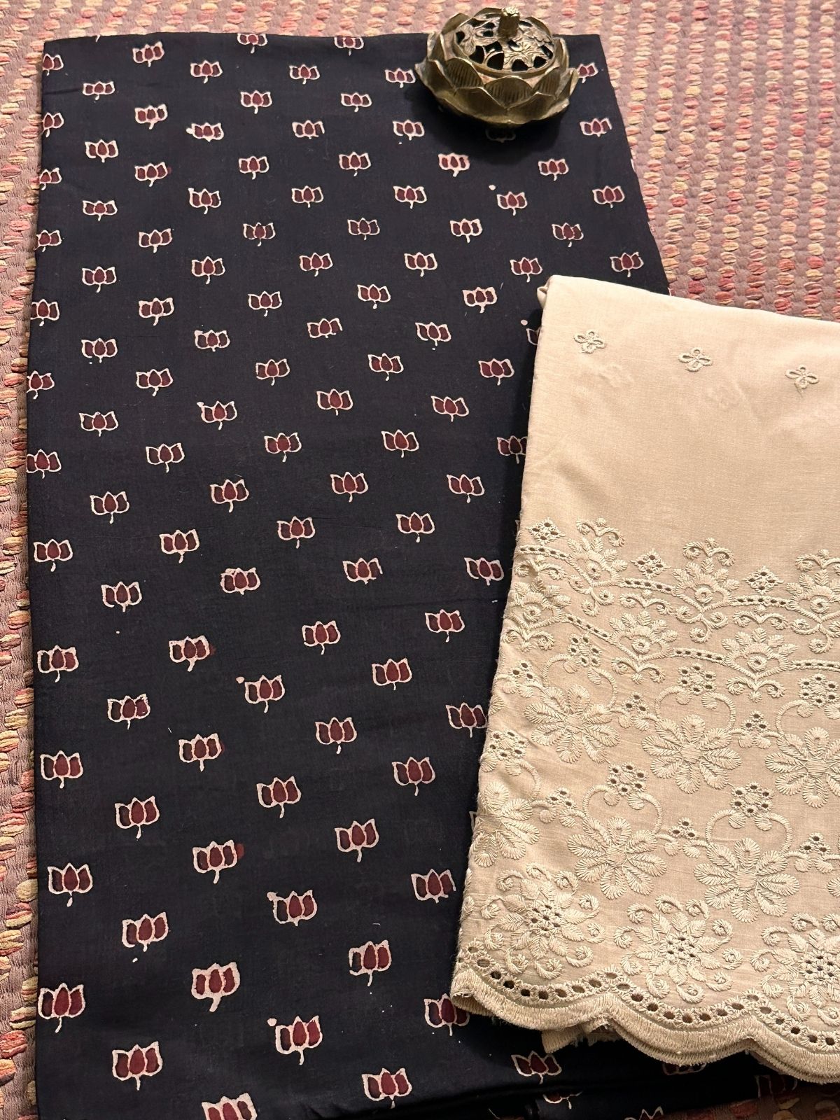 Ajrak Cotton Malmal Unstitched Set