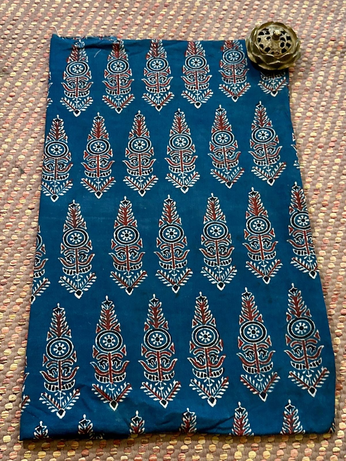 Pure Cotton Mulmul Handblocked Ajrakh Fabric