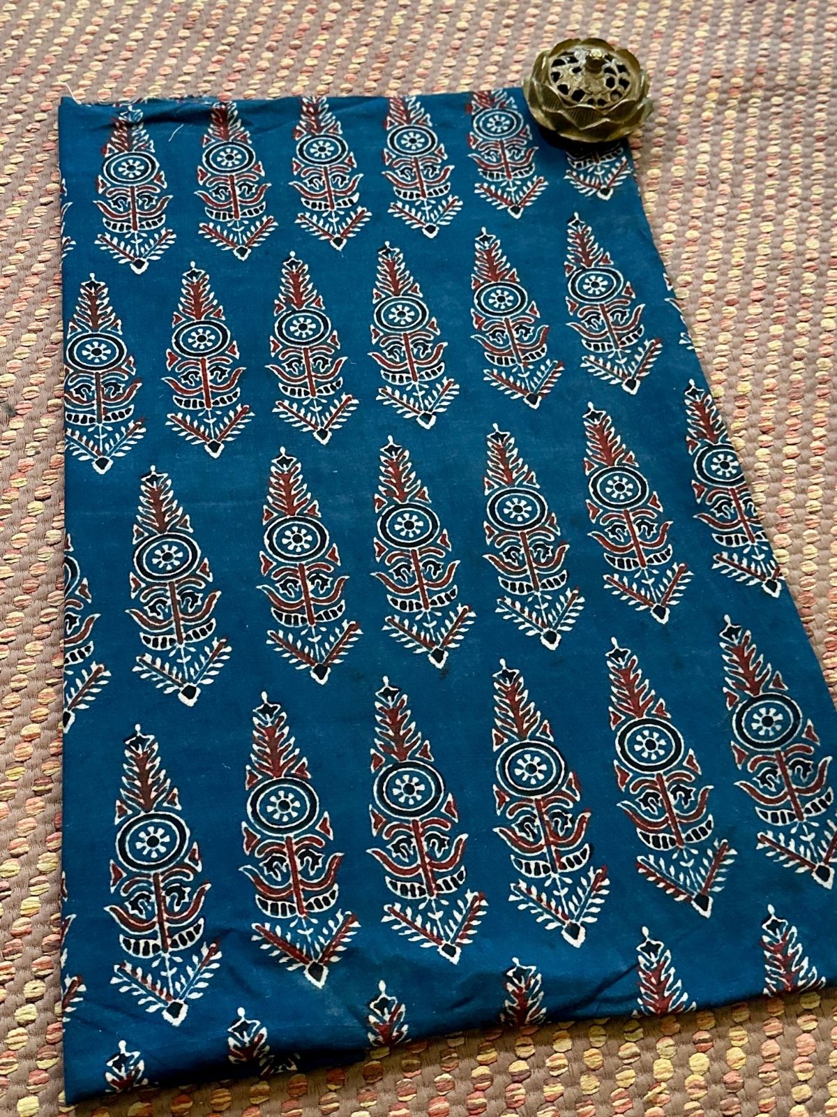 Pure Cotton Mulmul Handblocked Ajrakh Fabric