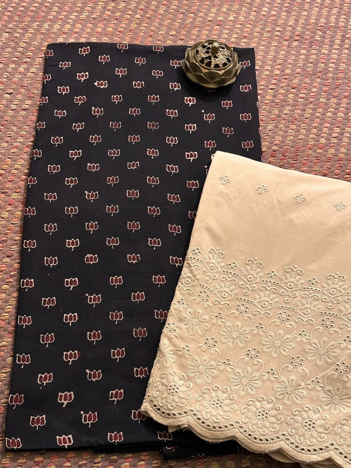 Ajrak Cotton Malmal Unstitched Set