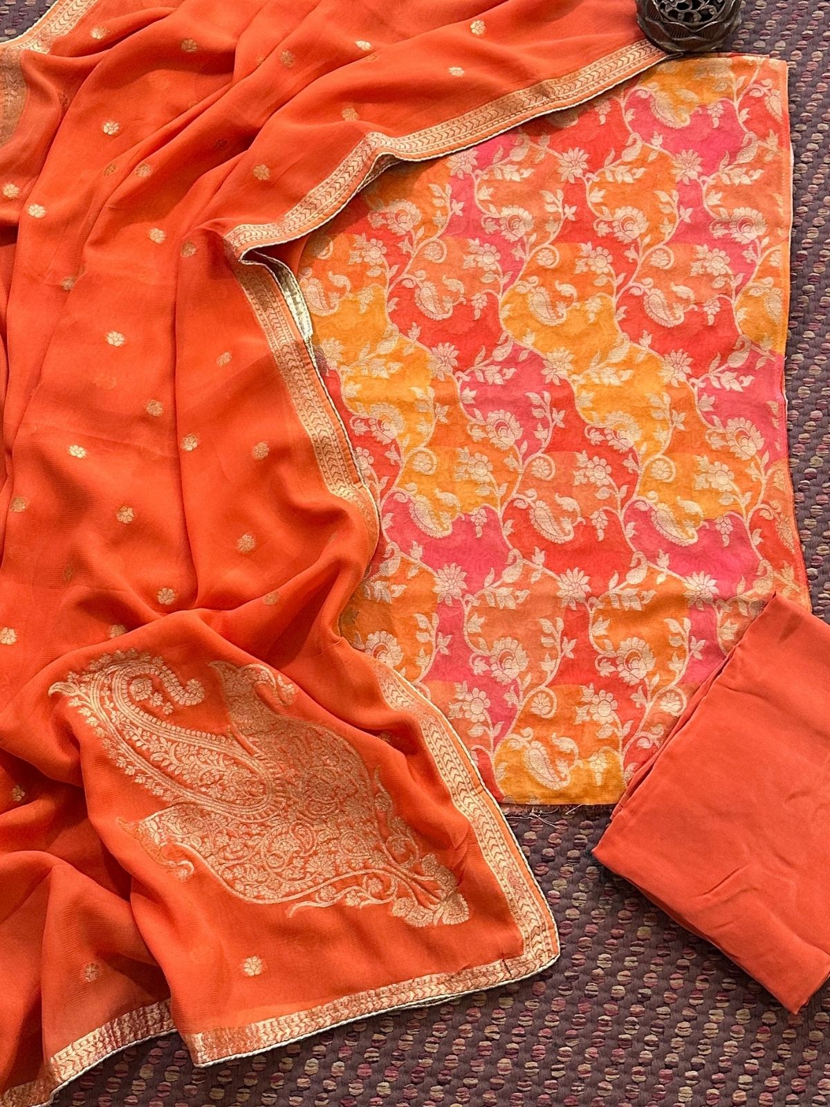 Premium Georgette Benarsi  Weave Unstitched Set