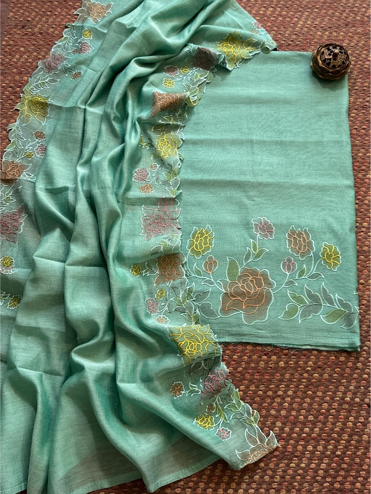 Mal Chanderi Embroidered Unstitched Set