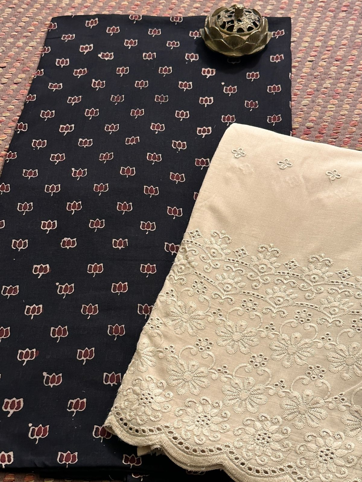 Ajrak Cotton Malmal Unstitched Set
