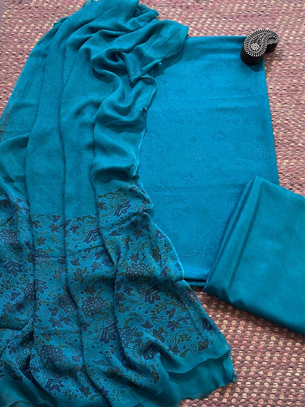 Spun Block Printed Unstitched Set