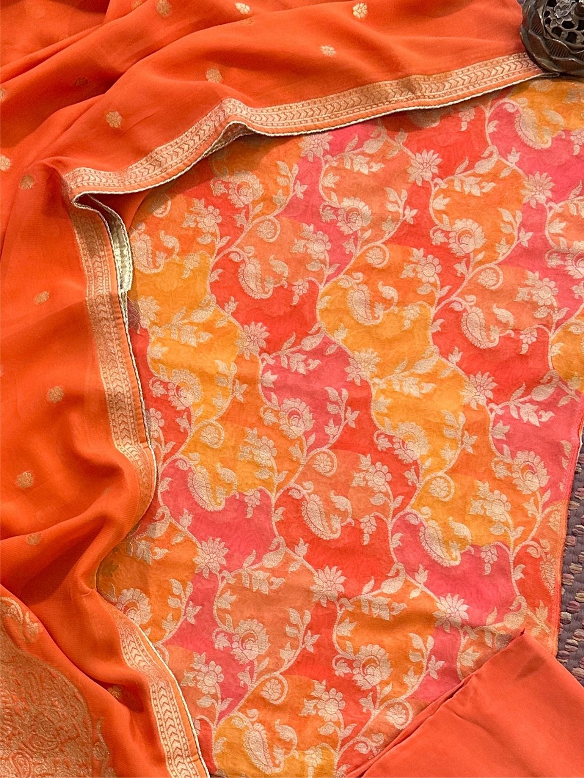 Premium Georgette Benarsi  Weave Unstitched Set